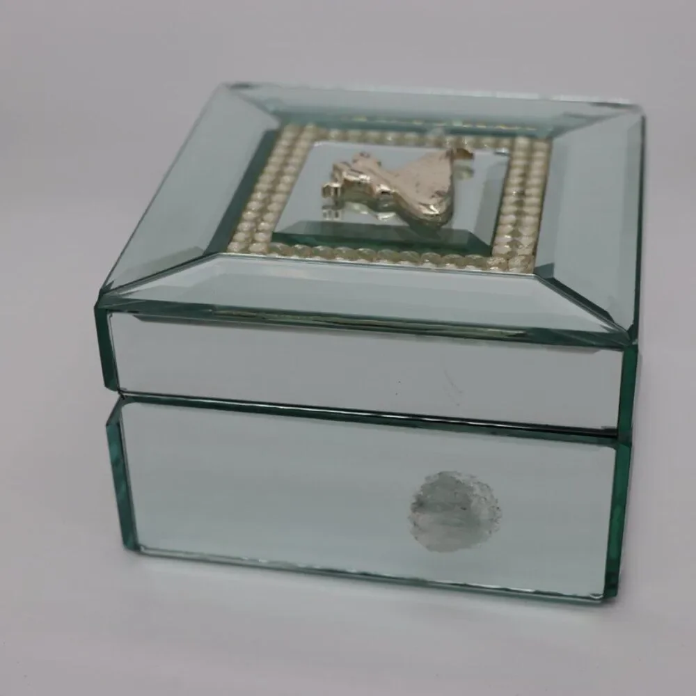 Sheridan jewelry box, delicate mirror glass decorative box with dancing figures